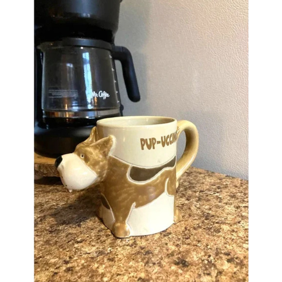 RARE Vintage 3D Pup-uccino Mug - 1970's Puppy Coffee Mug - Brown Dog Cup - Picture 5 of 10